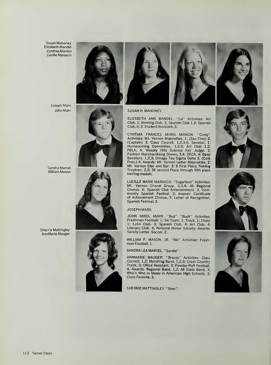 Cindy Manion in 1976 in her Mount Vernon,Texas high school yearbook