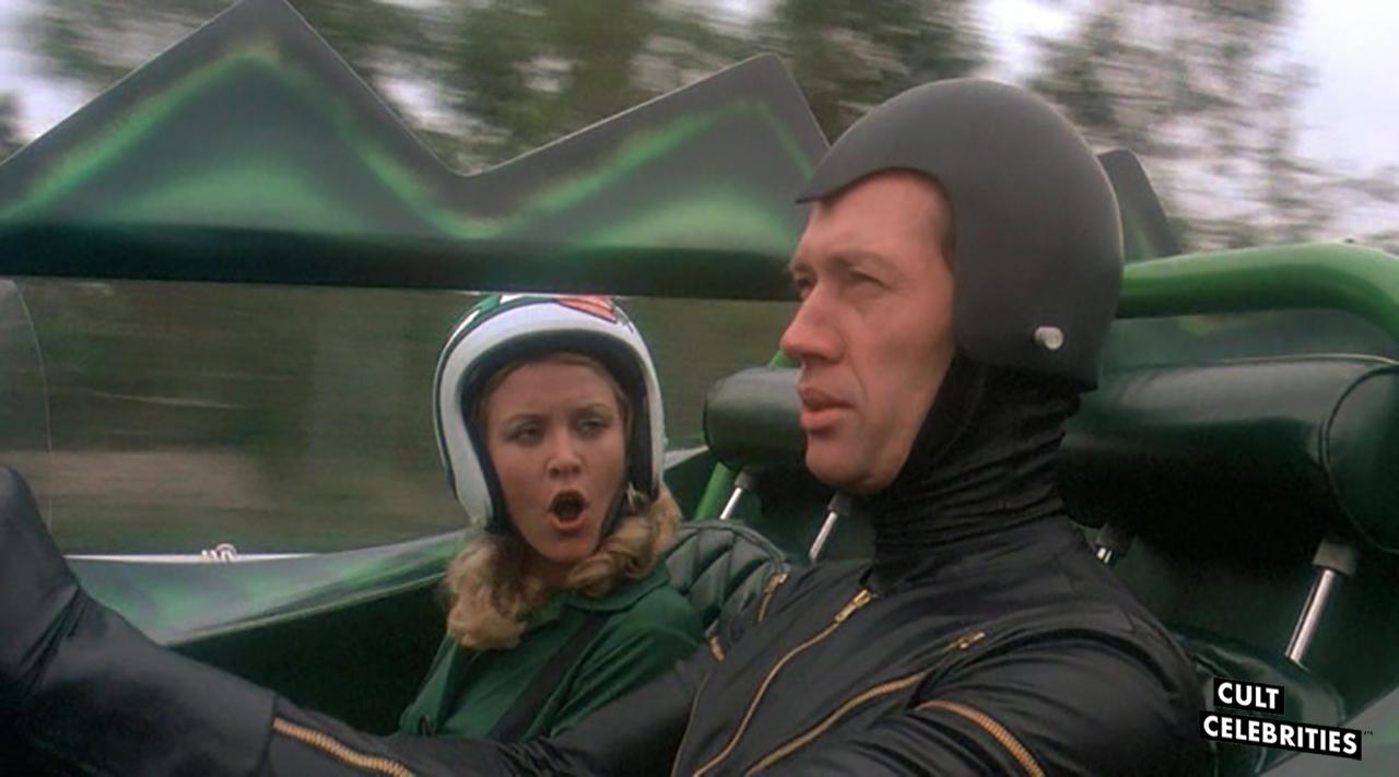 David Carradine and Simone Griffeth in Death Race 2000 (1975)