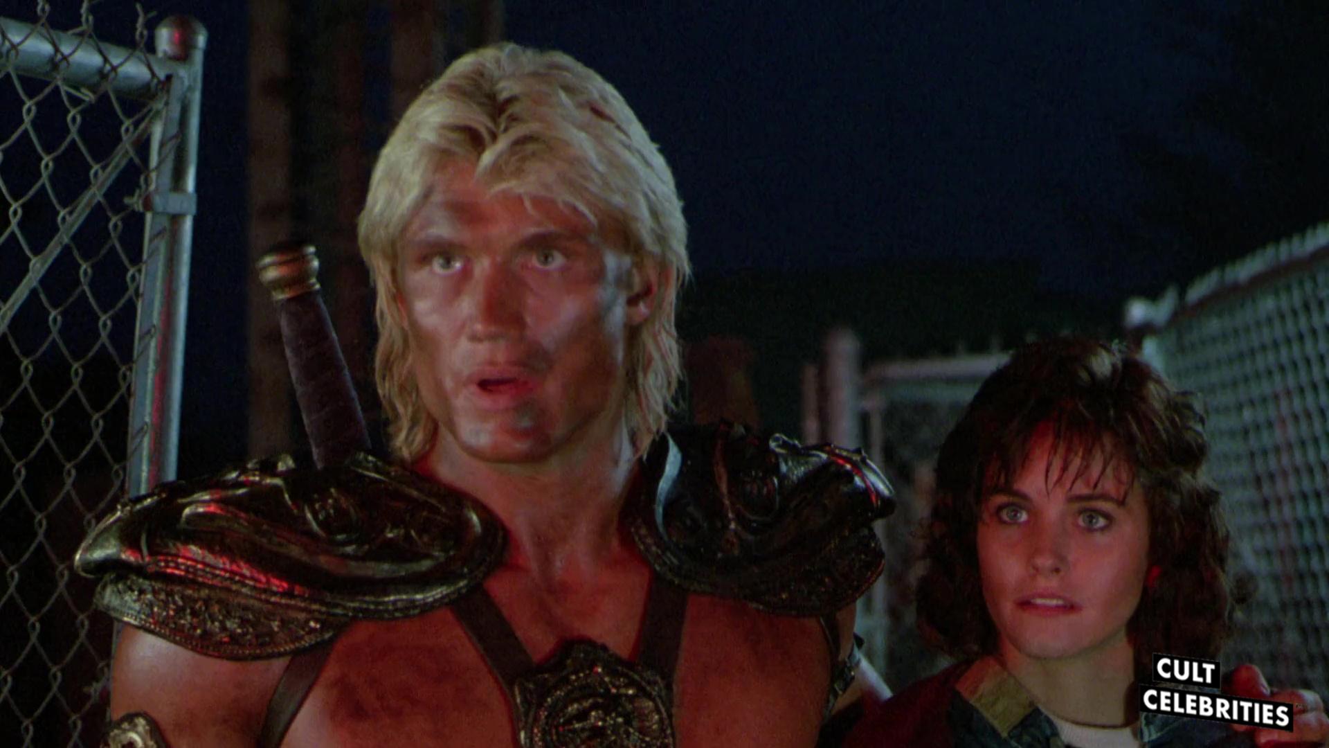 Dolph Lundgren and Courtney Cox in Masters of the Universe (1987)