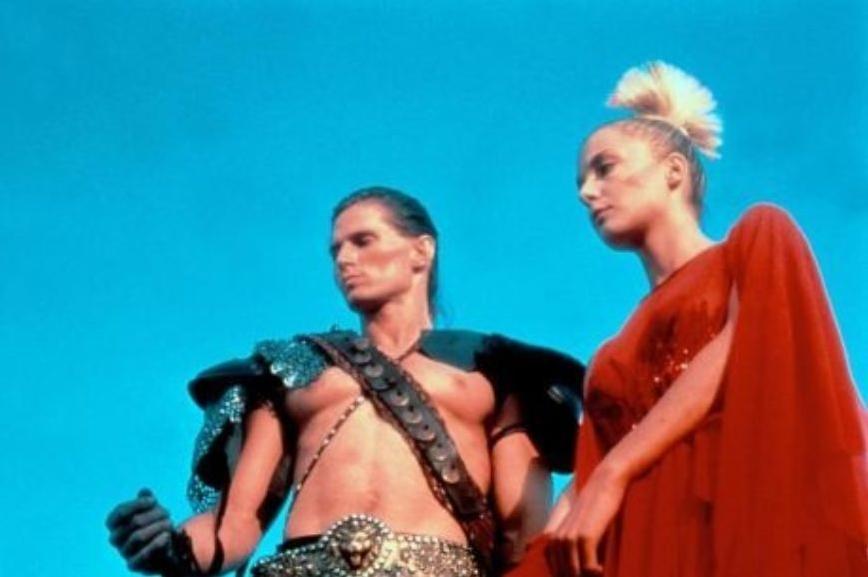 Savina Gersak and Miles OKeeffe in Iron Warrior (1987)